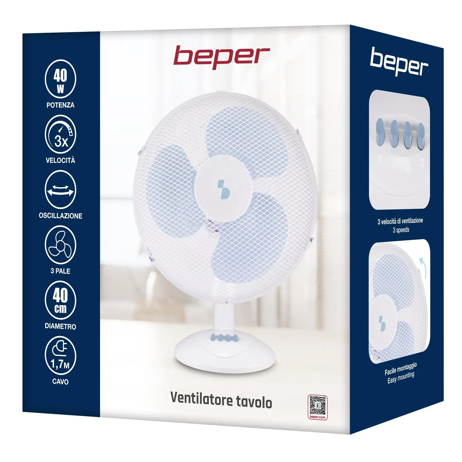 Beper P206VEN241 Ventilatore da Tavolo 40 cm 40W
