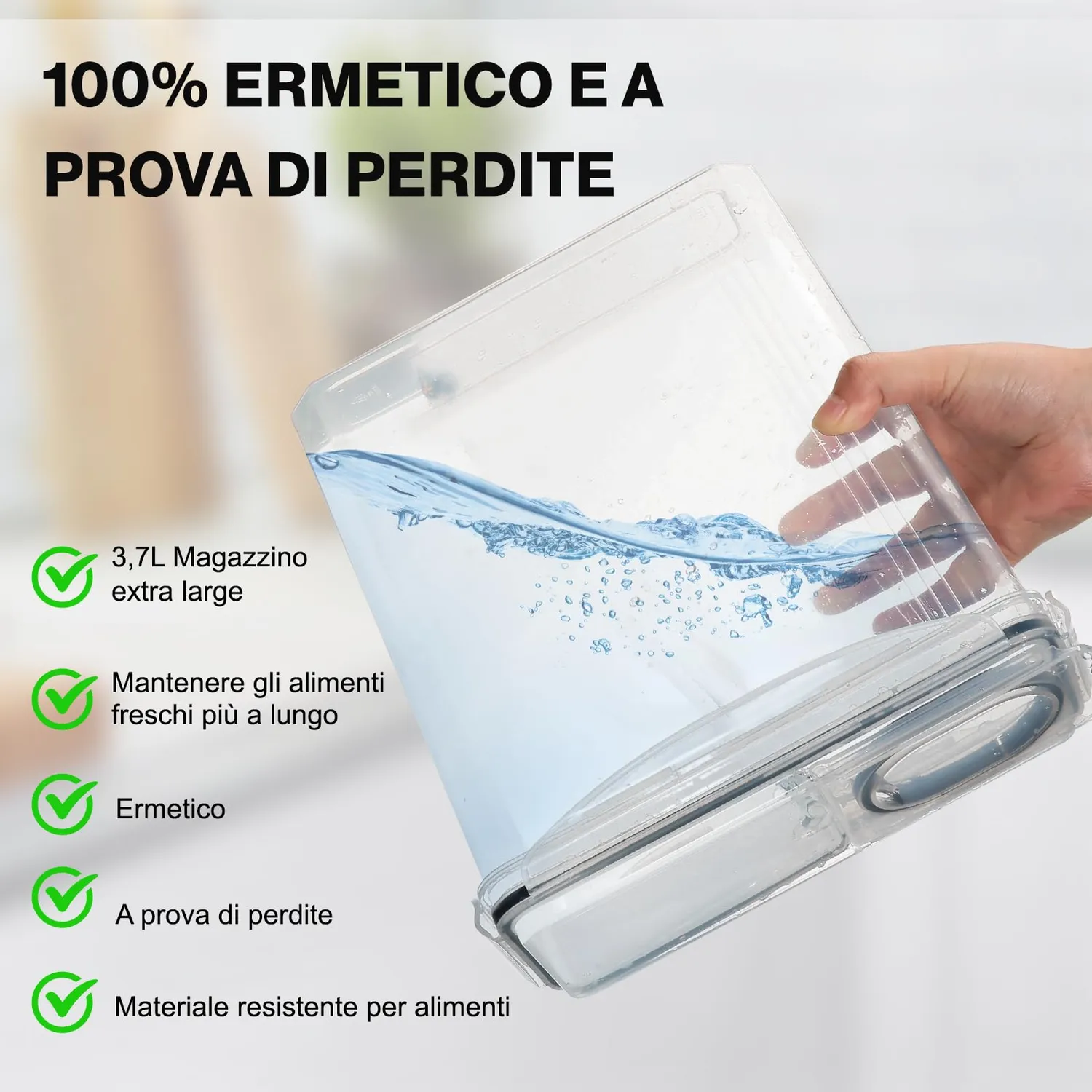 Yashe Contenitori Ermetici Alimenti Set 4 Pezzi 3,7 L Senza BPA
