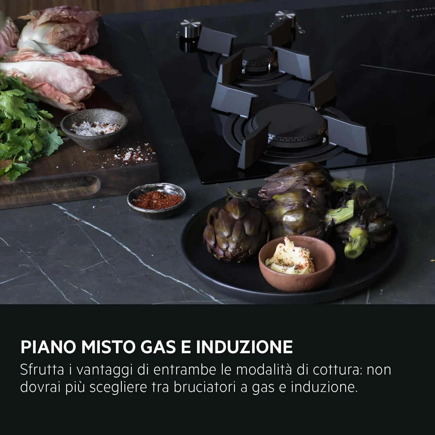 AEG HF704163NB Piano Cottura Misto Bridge 70 cm Nero