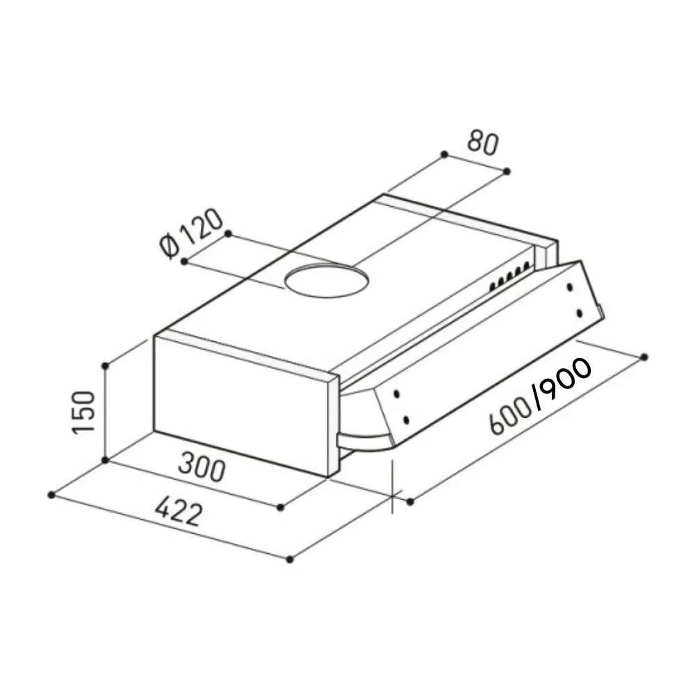 Samet Cappa Incasso Estraibile 60 cm Alluminio Led
