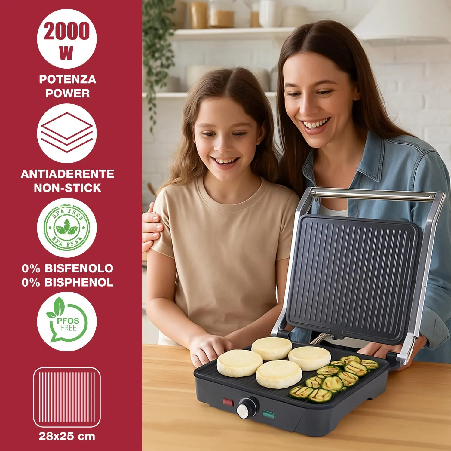 Beper P101TOS503 Grand Grill griglia 3in1 2000W 28x25