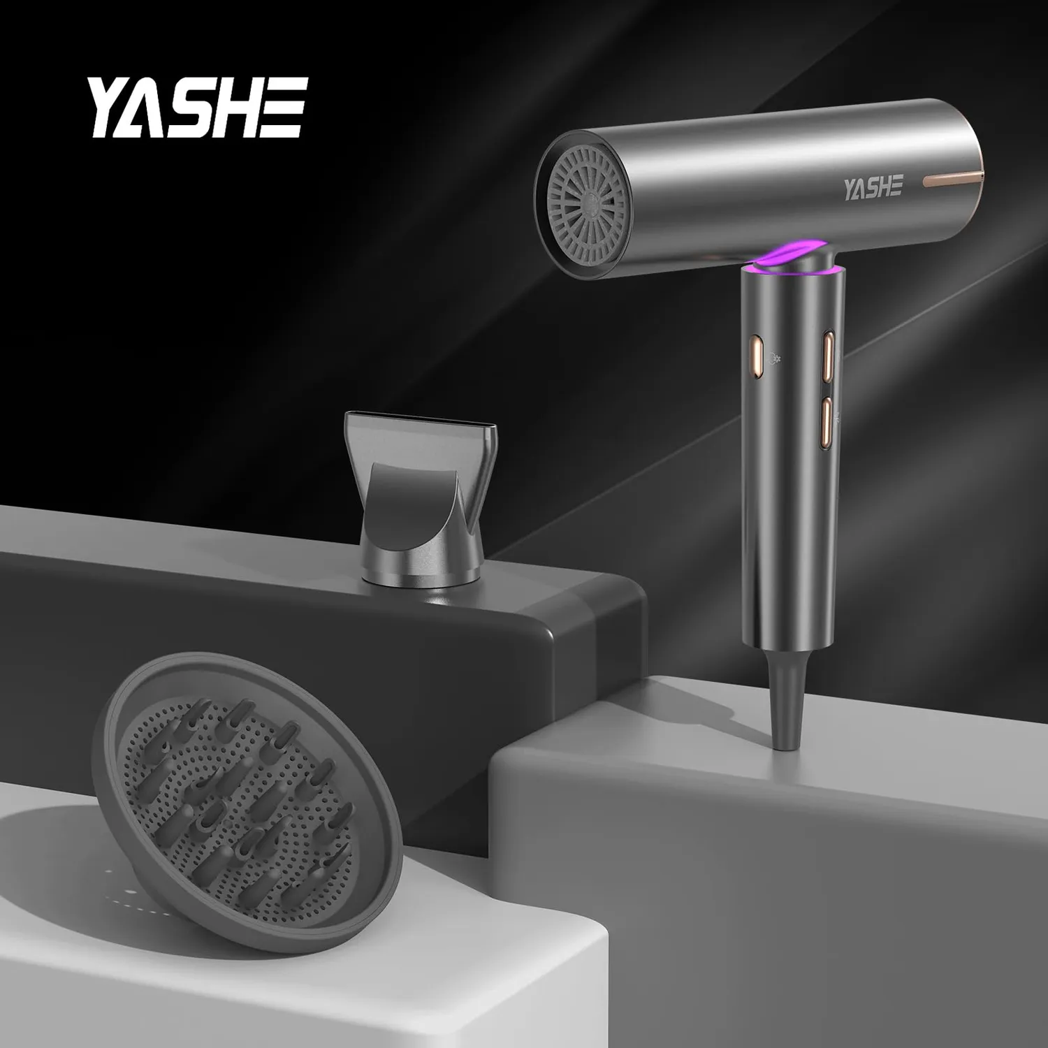 Yashe Asciugacapelli Ionico 1800W con Diffusore
