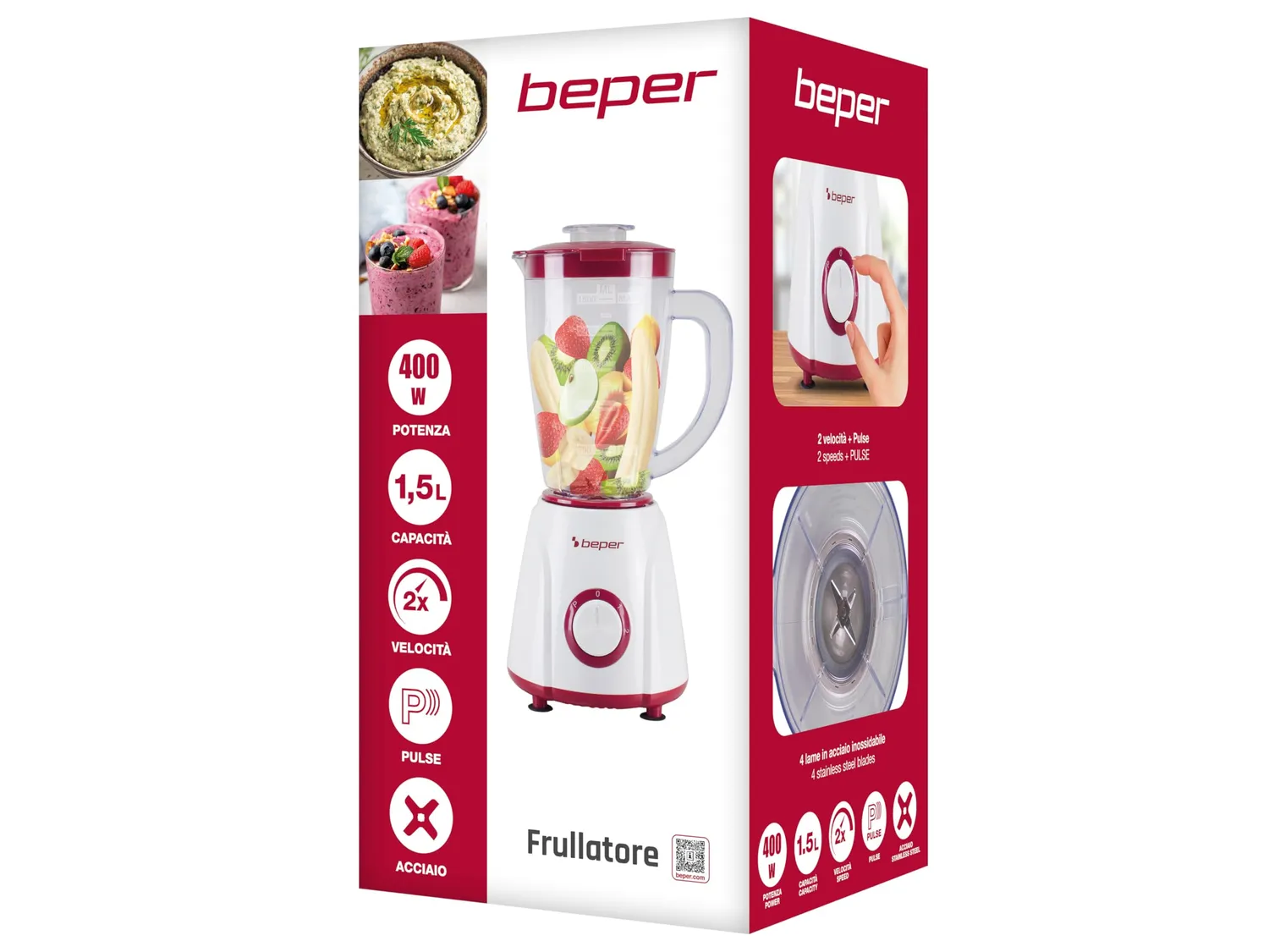 Beper P102FRU501 frullatore tavolo 1,5 L 400 W pulse