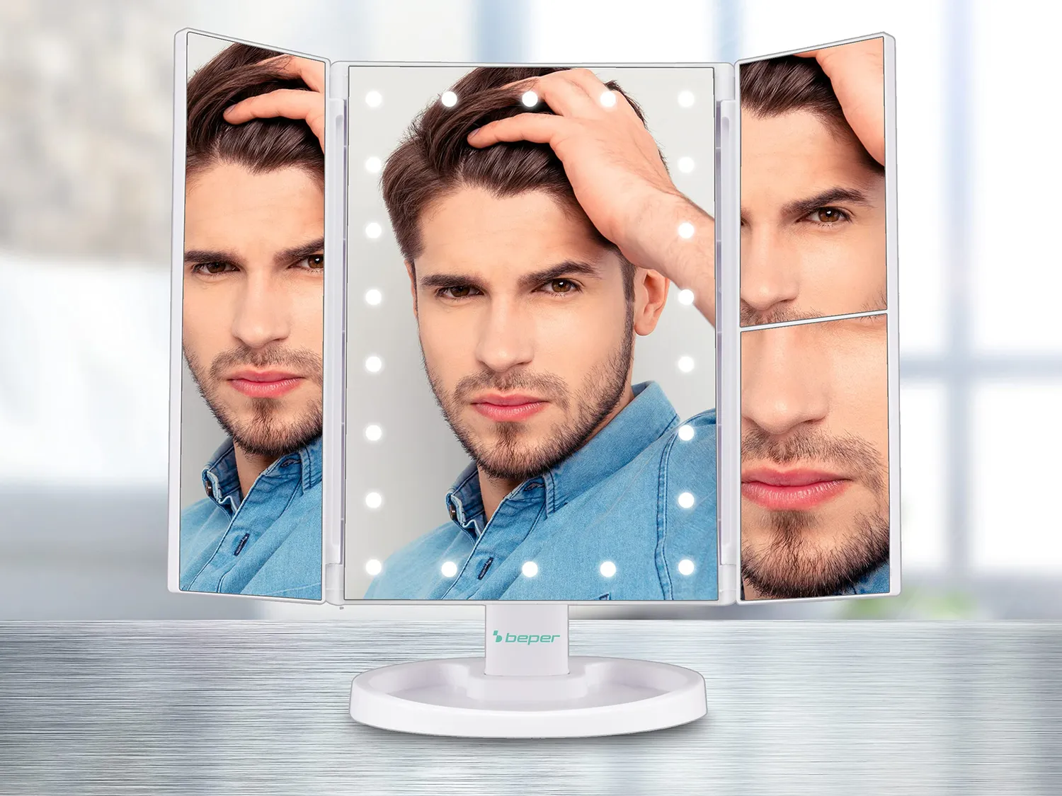 Beper Specchio Trucco Luminoso 22 LED 35x24 cm 1x 2x 5x