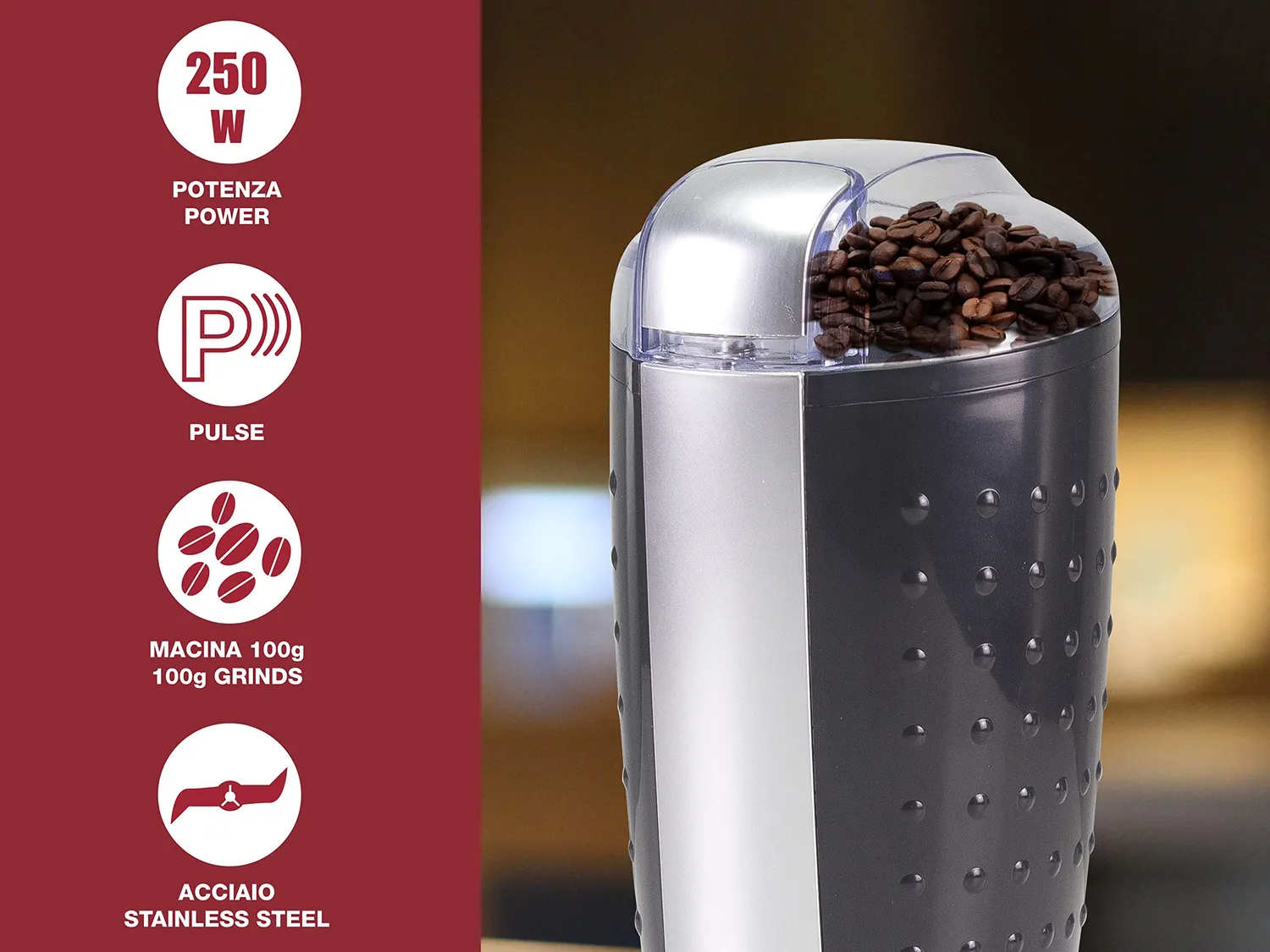 BEPER BP.581 Macinacaffè Elettrico 250W 100 g Spezie