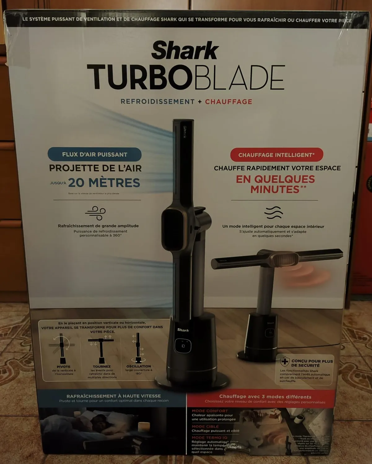 Shark TurboBlade Cool+Heat Ventilatore Caldo Freddo Grigio Oro