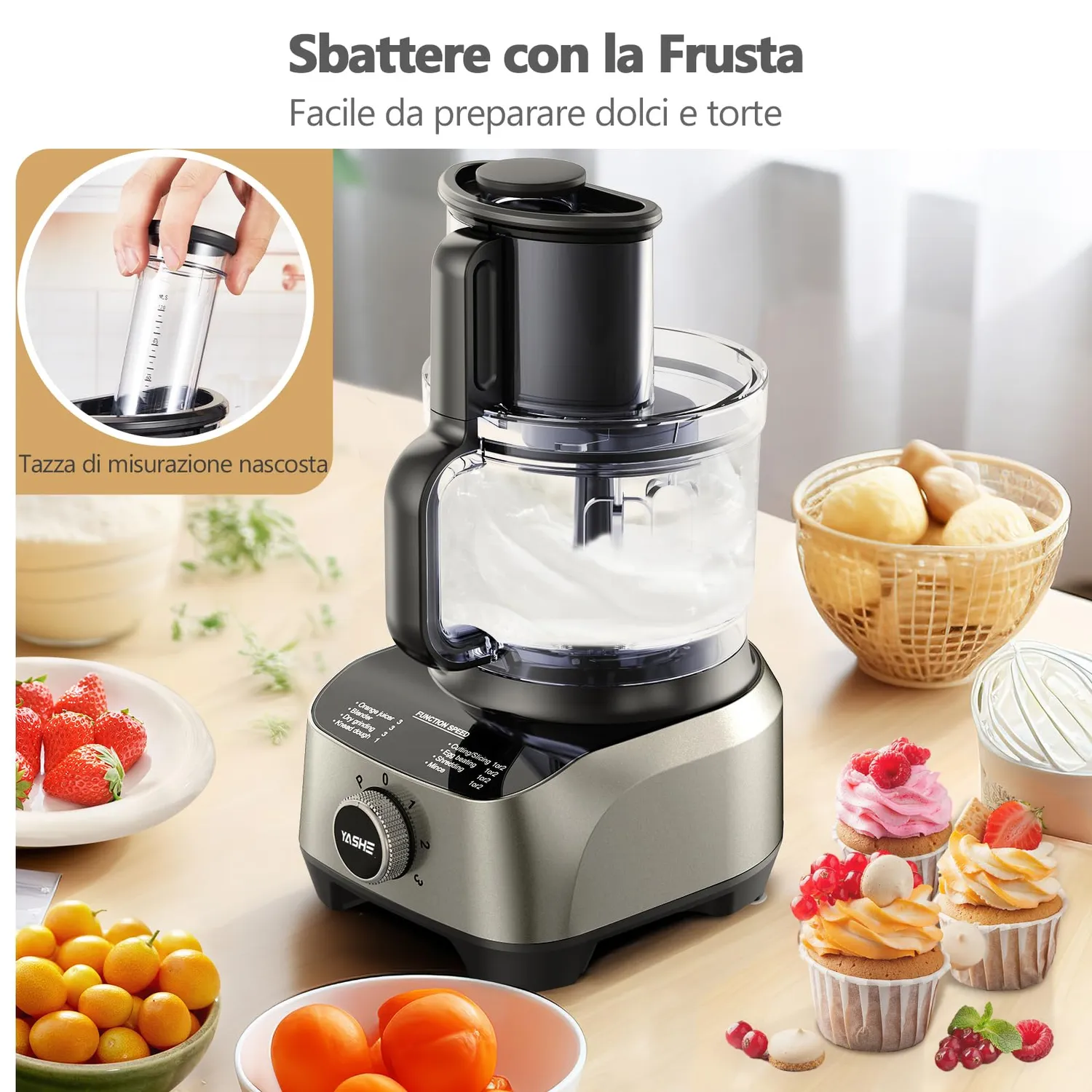 Yashe Robot cucina multifunzione 1300W 2,5L