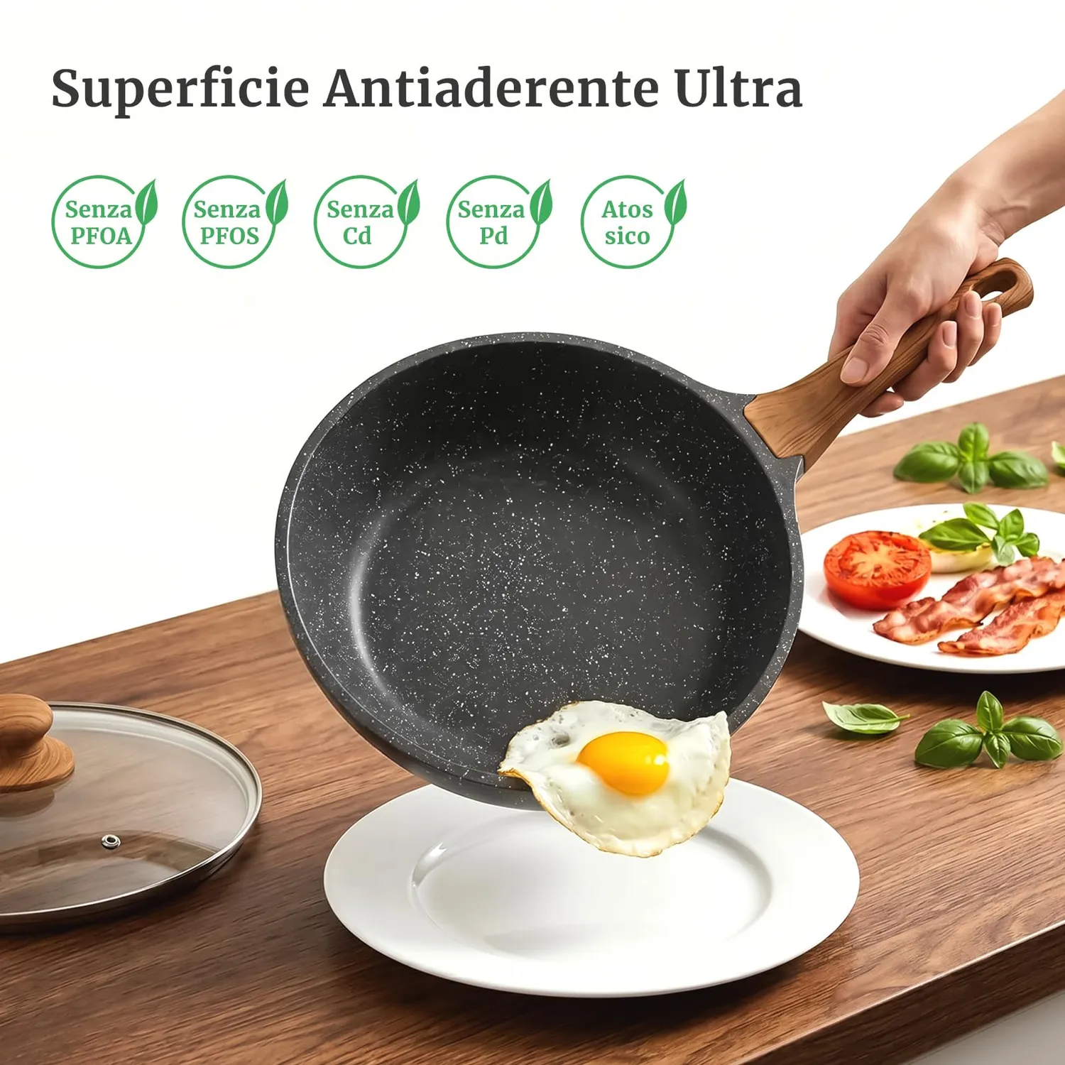 Yashe padella sautè antiaderente 26 cm 4,3L senza PTFE