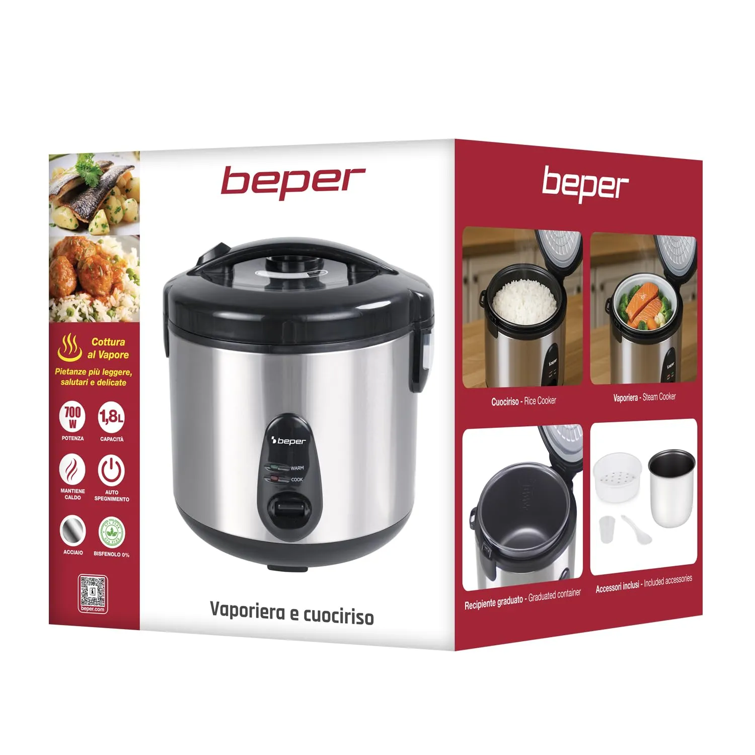 Beper Vaporé Max P101VAP020 cuociriso 1800g inox