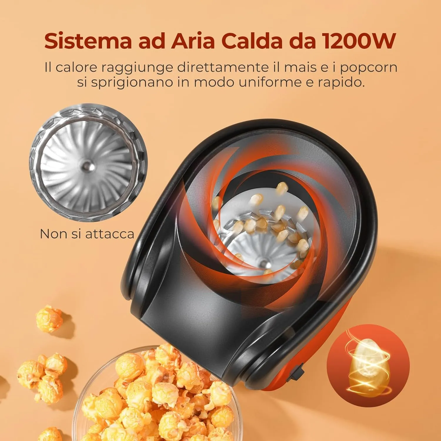 Yashe RH-927 macchina popcorn aria calda 1200W rossa