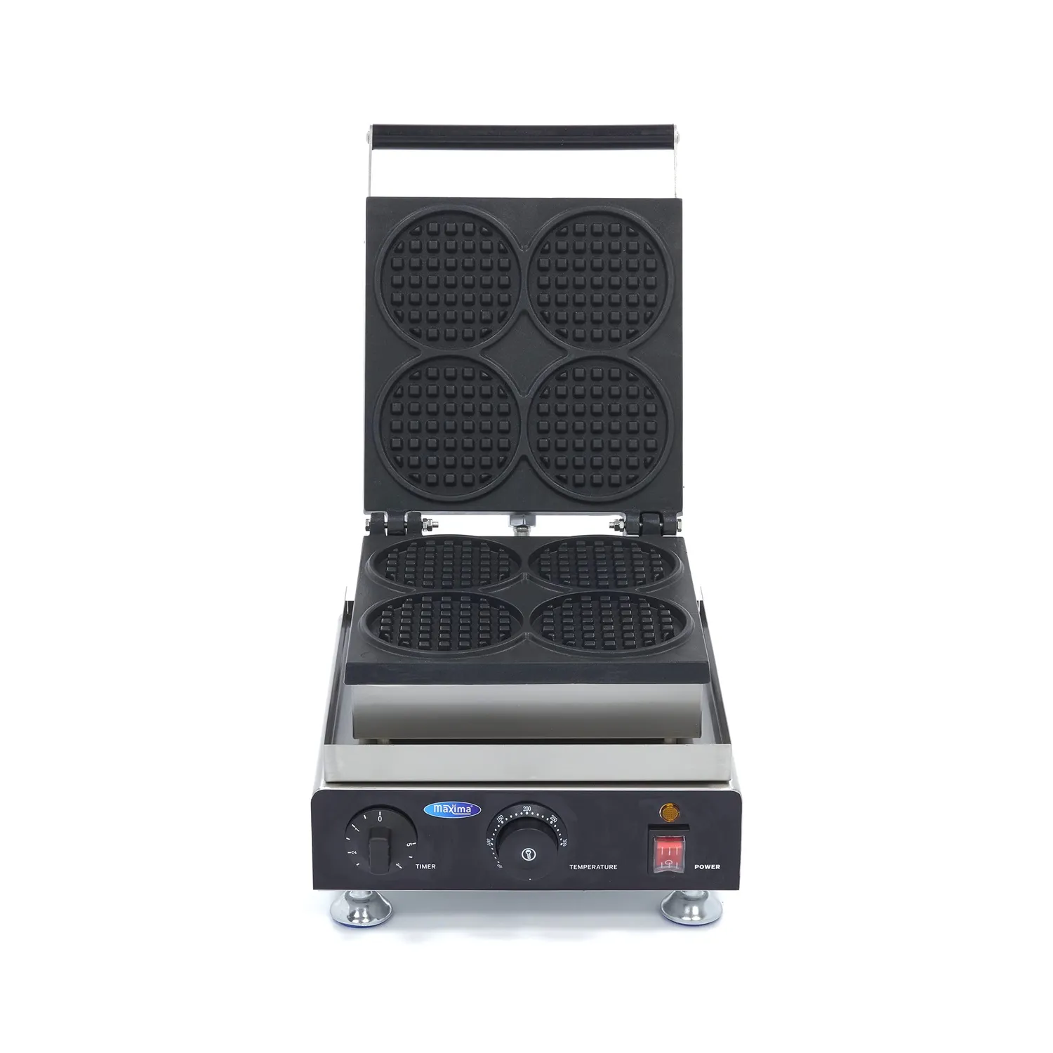 Maxima Piastra Waffle Rotonda 4 Pezzi Timer 1750W