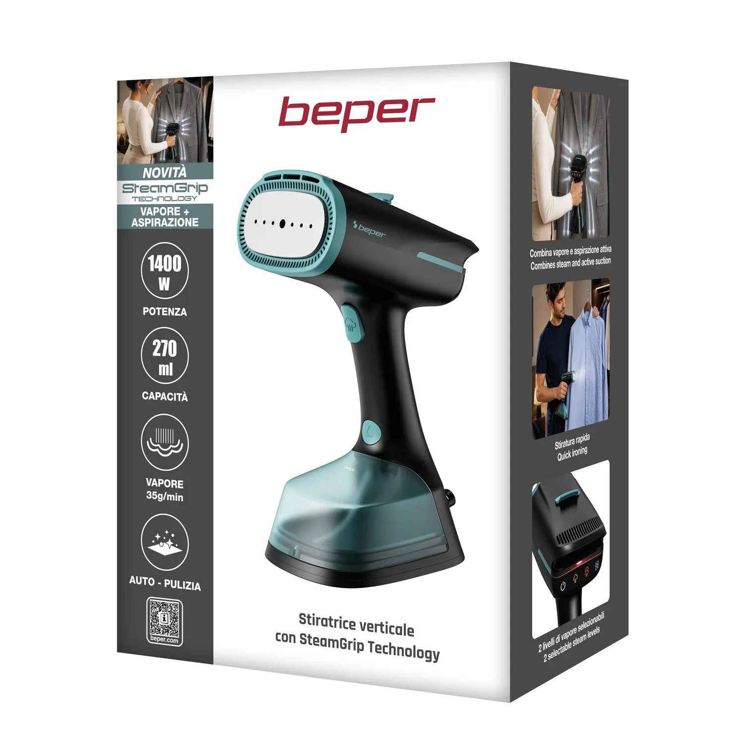 Beper SteamGrip P204FER211 stiratrice verticale 270 ml