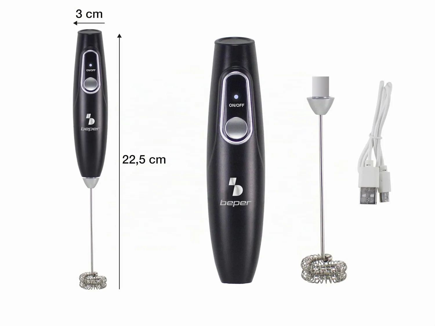 Beper P102SBA009 montalatte elettrico ricaricabile acciaio inox