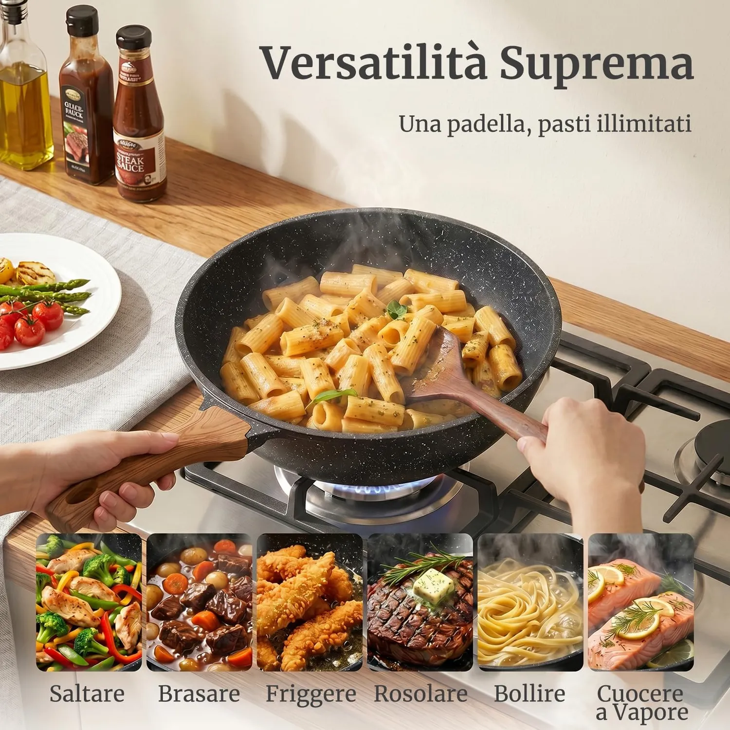 Yashe padella sautè antiaderente 26 cm 4,3L senza PTFE