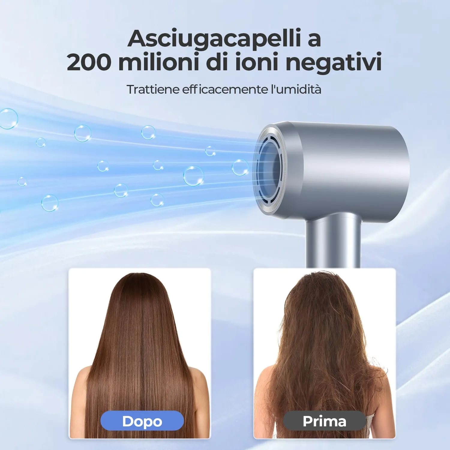 YASHE Asciugacapelli Ionico Blu 110000 giri con diffusore