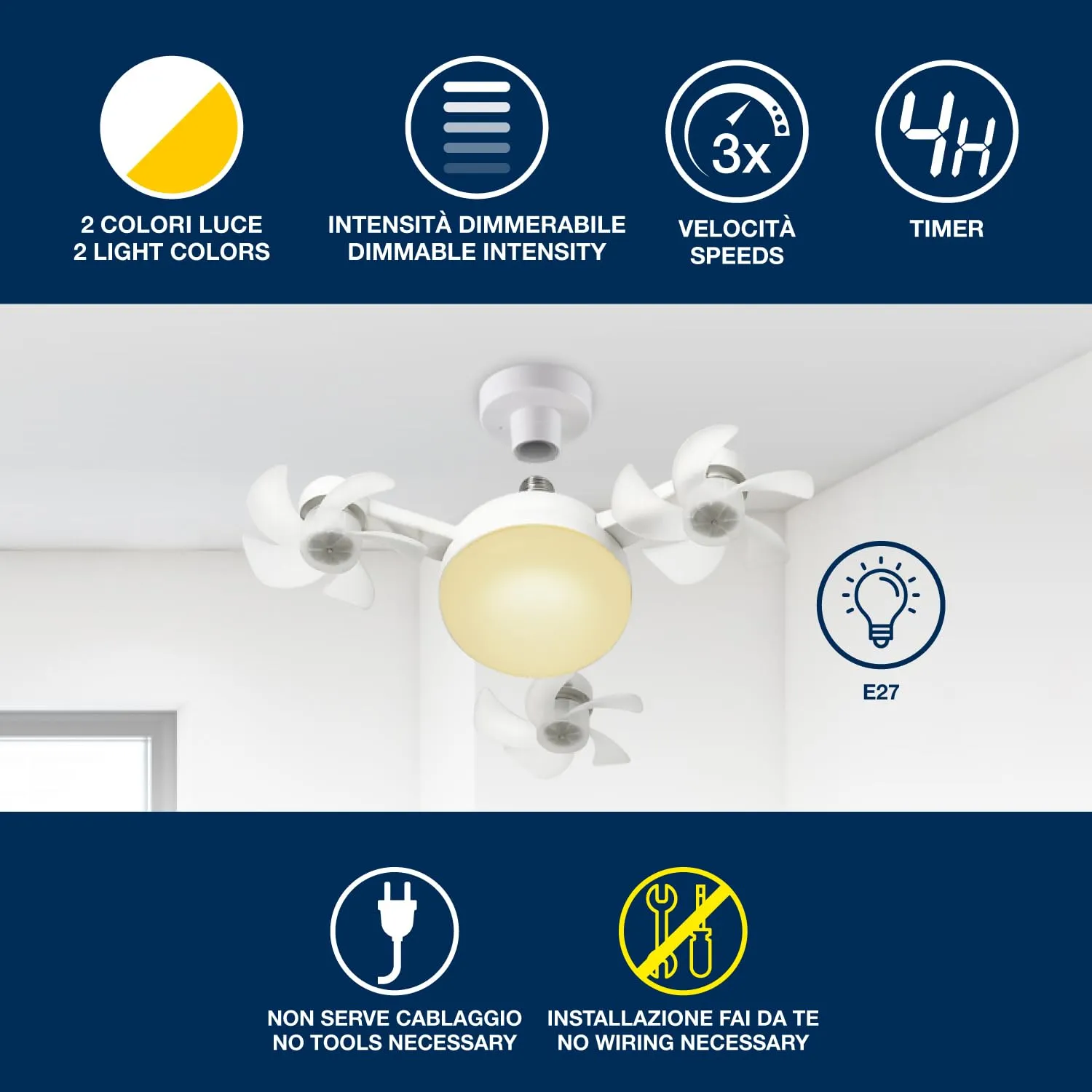 Beper P206VEN612 ventilatore da soffitto con luce e telecomando