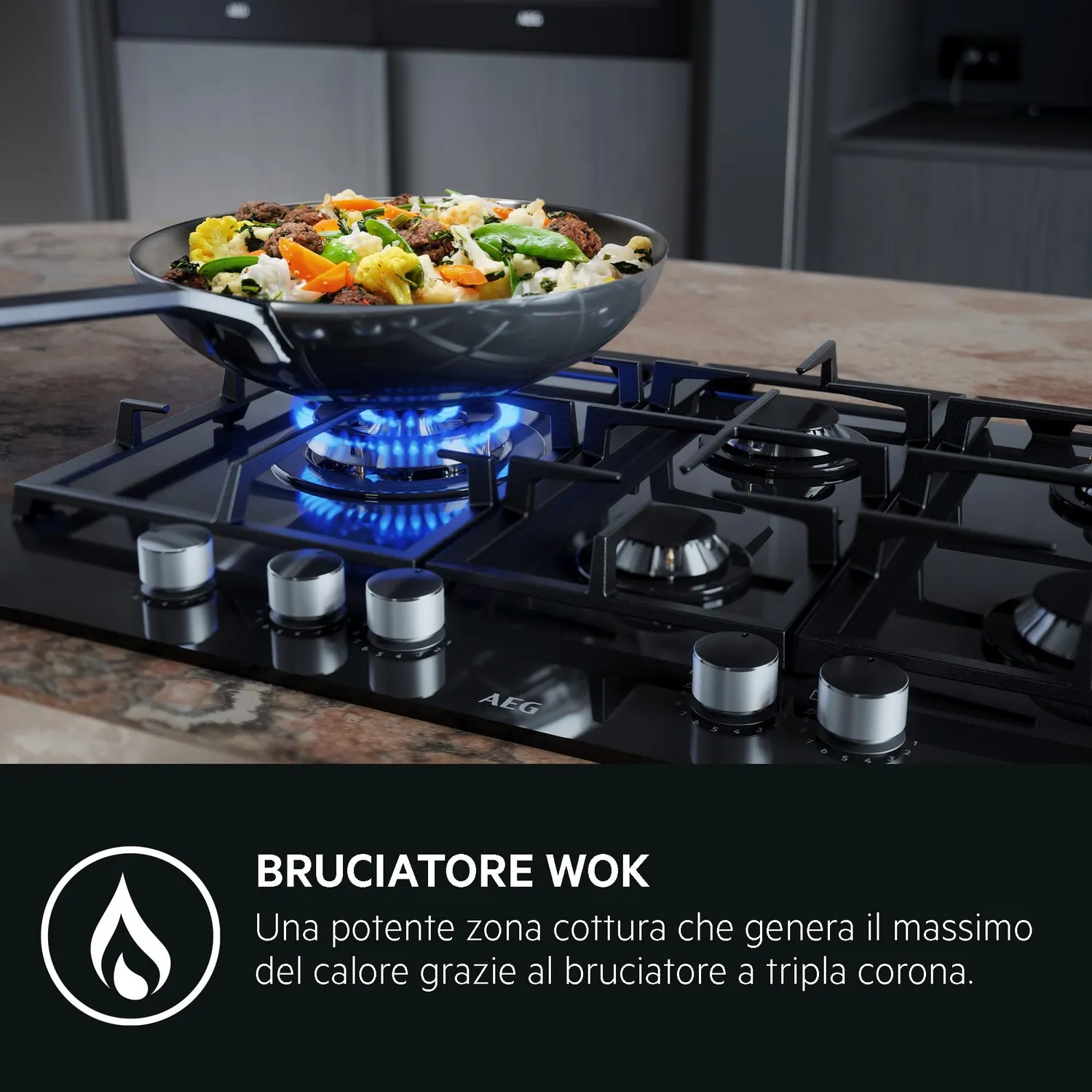 AEG HGB64400SM piano cottura gas 60cm 4 fuochi inox