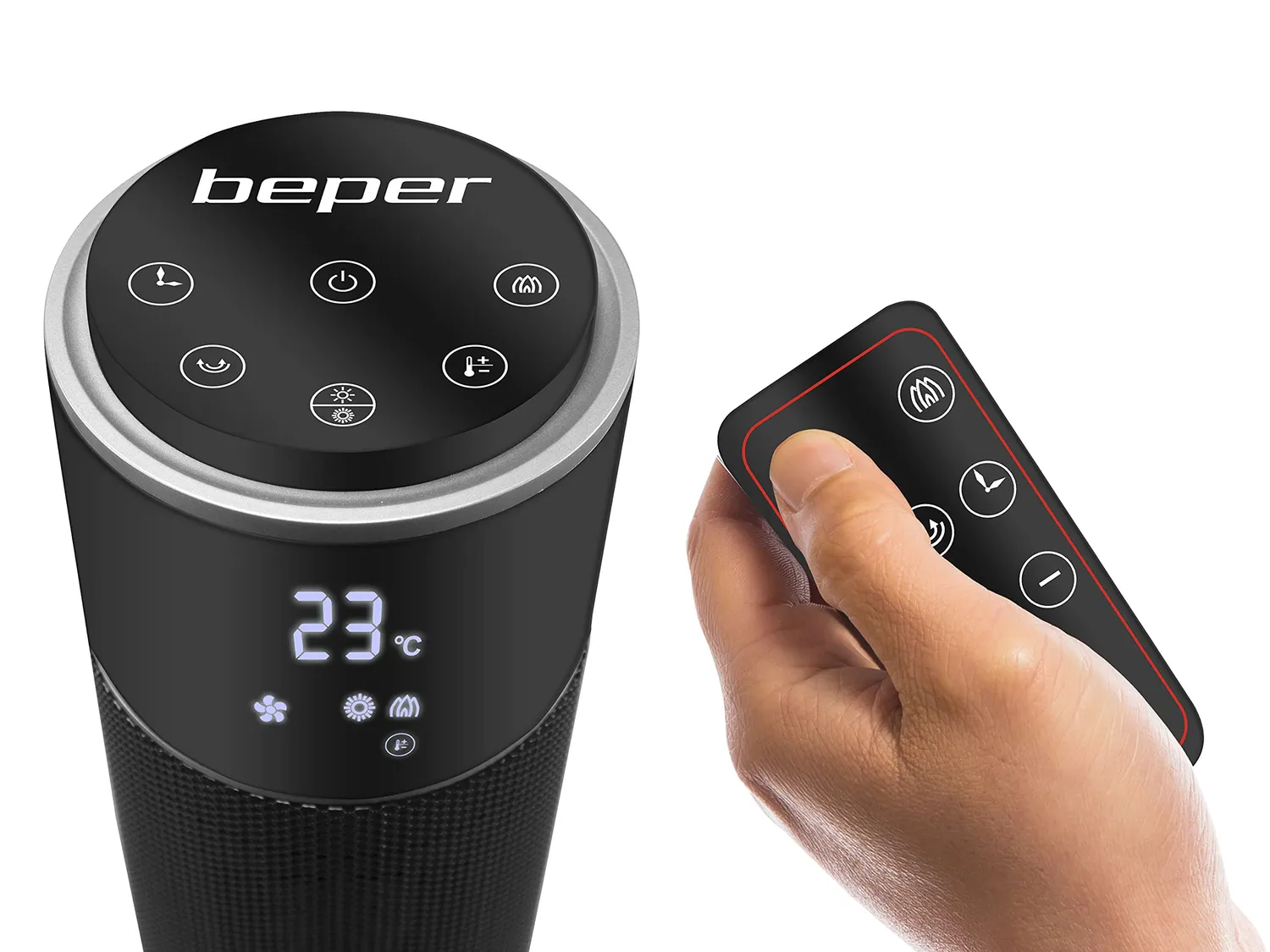 Beper P203TER001 termoventilatore colonna ceramico nero telecomando