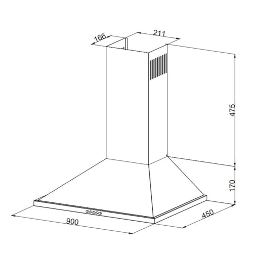 Samet Eolo90 Cappa Parete 90 cm Nera Piramide