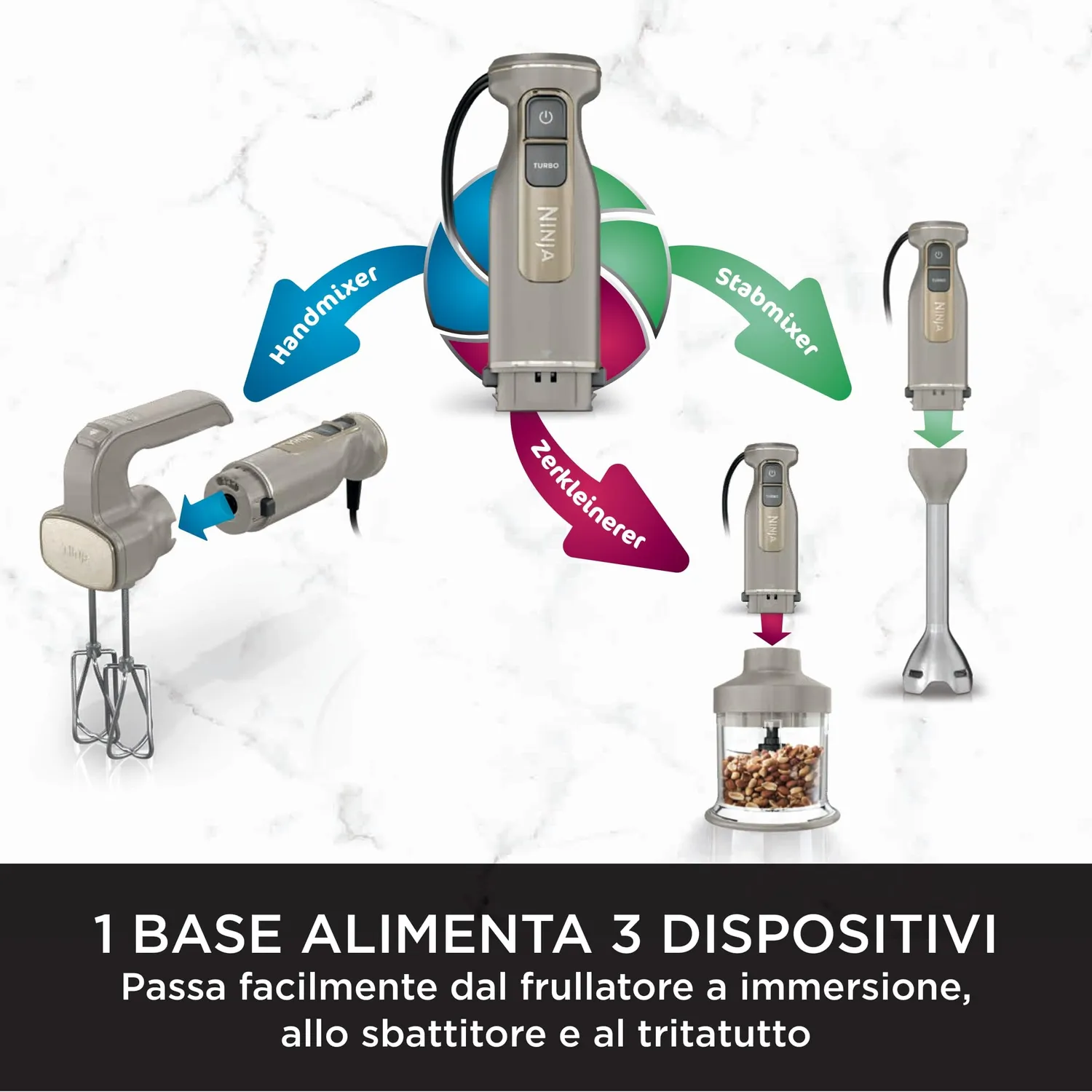 Ninja Foodi PowerBase frullatore immersione 850W pietra oro
