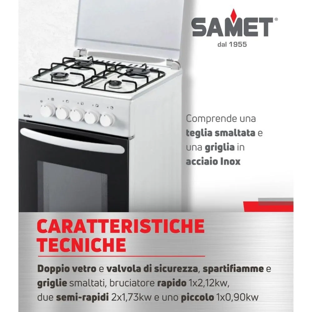 Samet cucina a gas bianca 50x50 cm 4 fuochi