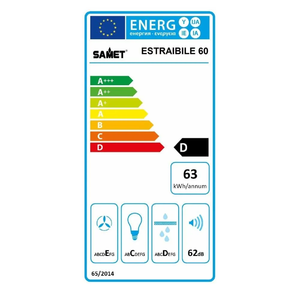 Samet cappa incasso estraibile 60 cm alluminio led