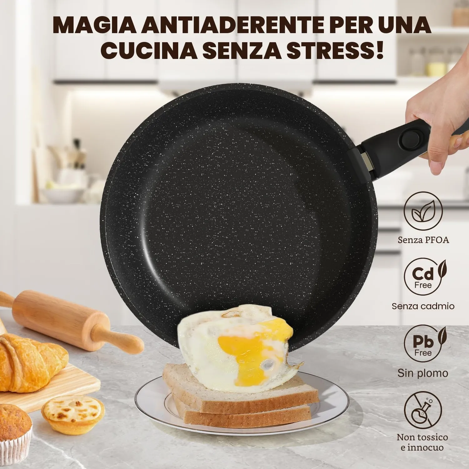 Yashe batteria pentole induzione 21 pezzi antiaderente
