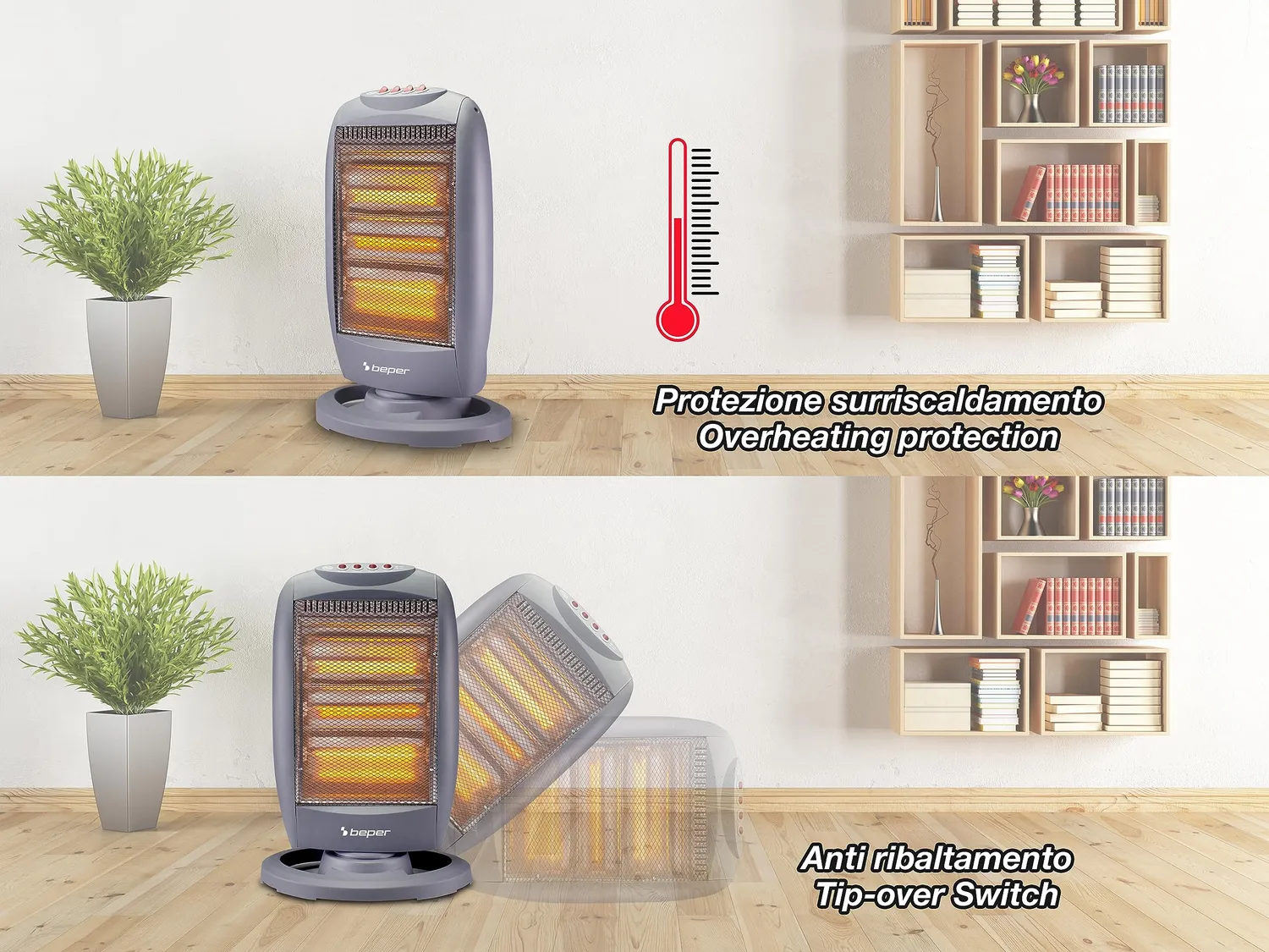 Beper P203PAN011 Pannello Radiante Alogeno 1200W Oscillante
