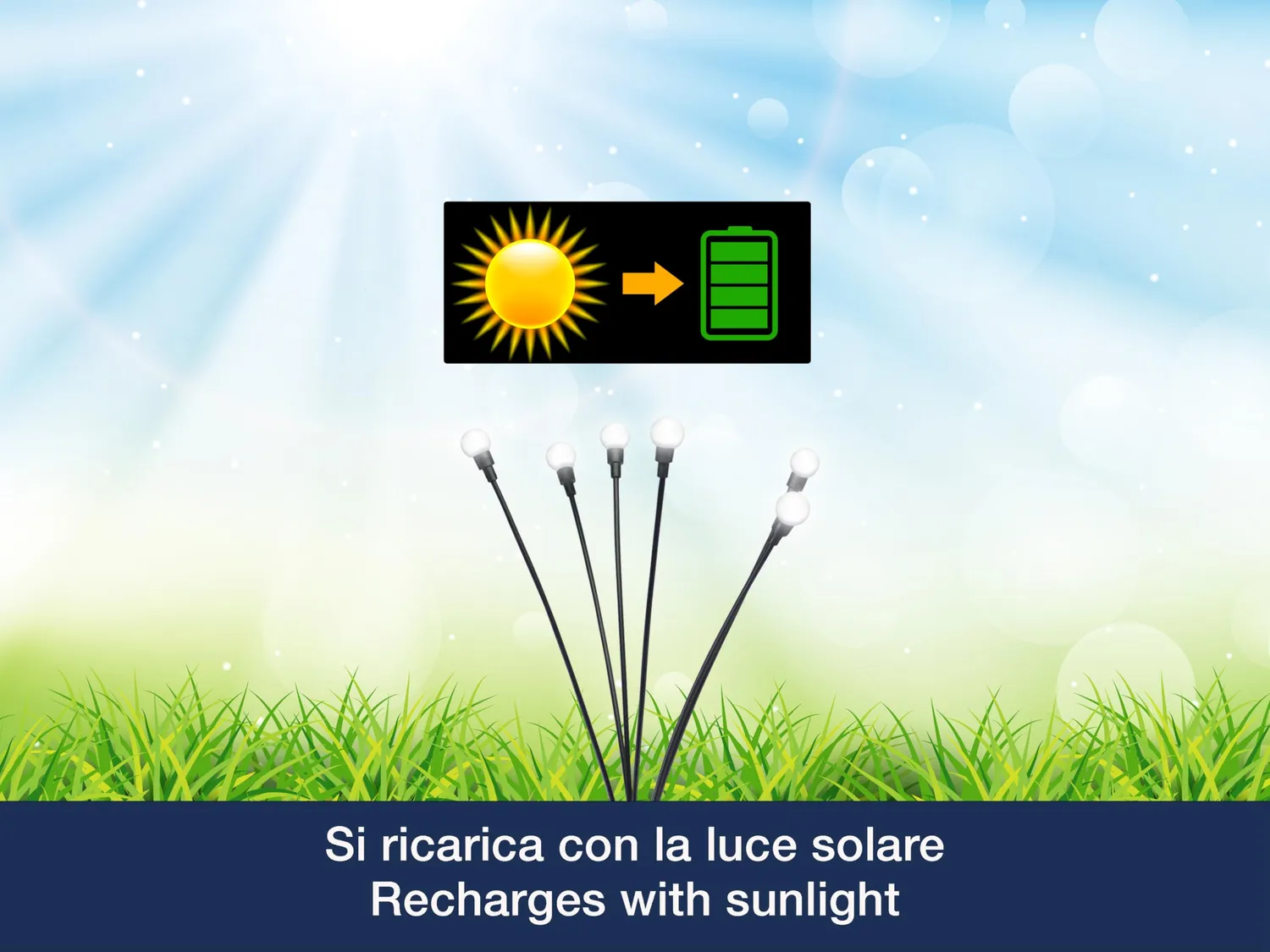 Beper P207ILO104 Lampada solare giardino 6 sfere LED