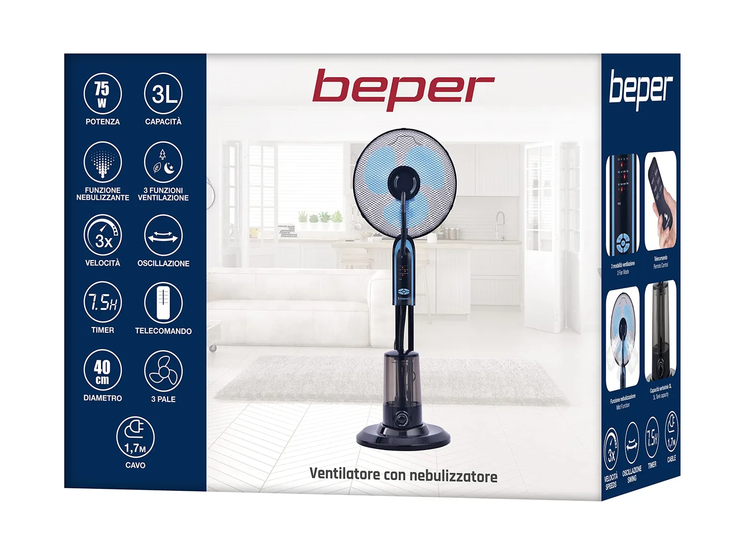 Beper VE.502 Ventilatore con Nebulizzatore 3L Telecomando