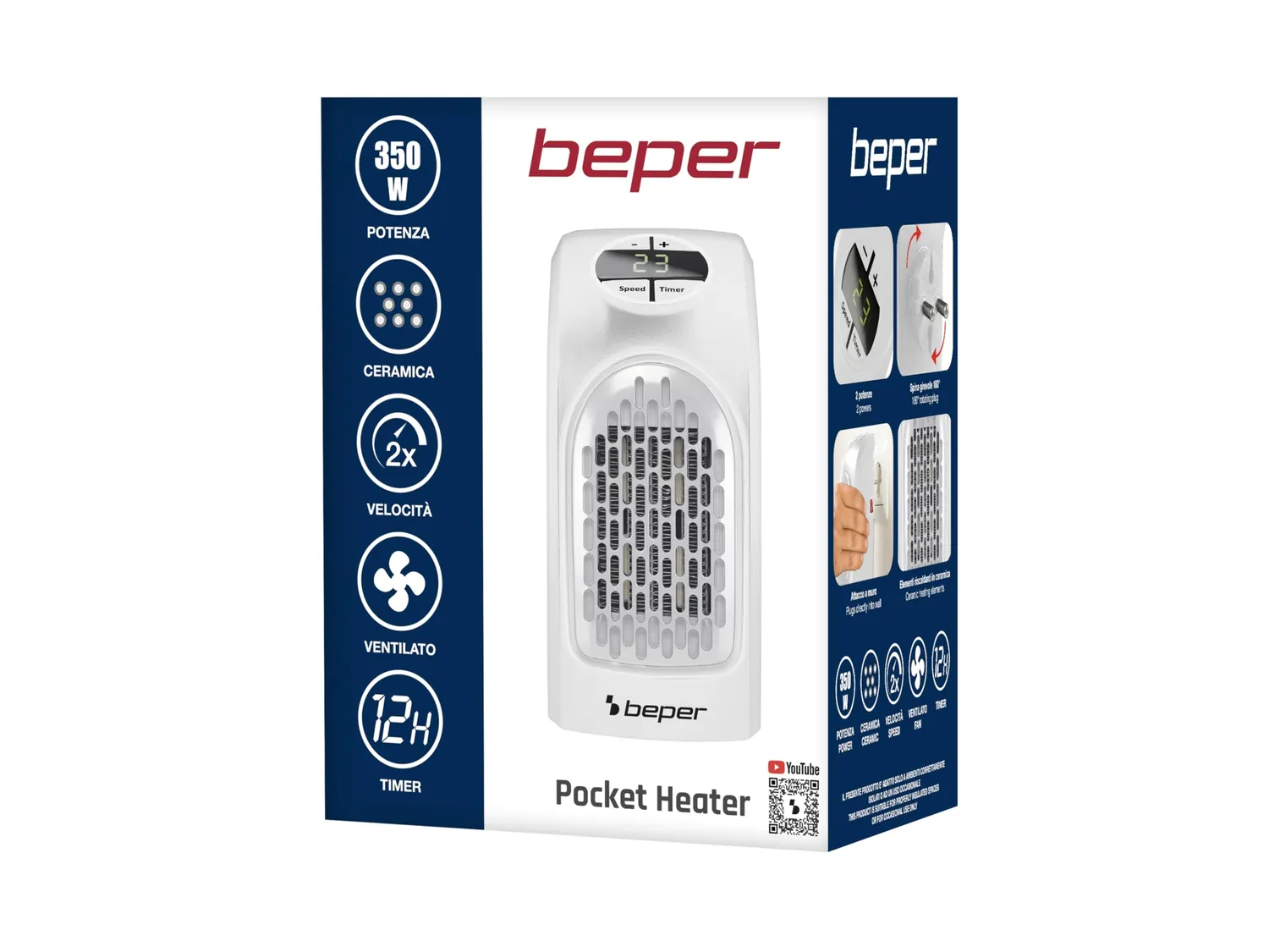 Beper Pocket Heater Ri.201 termoventilatore nero ceramico