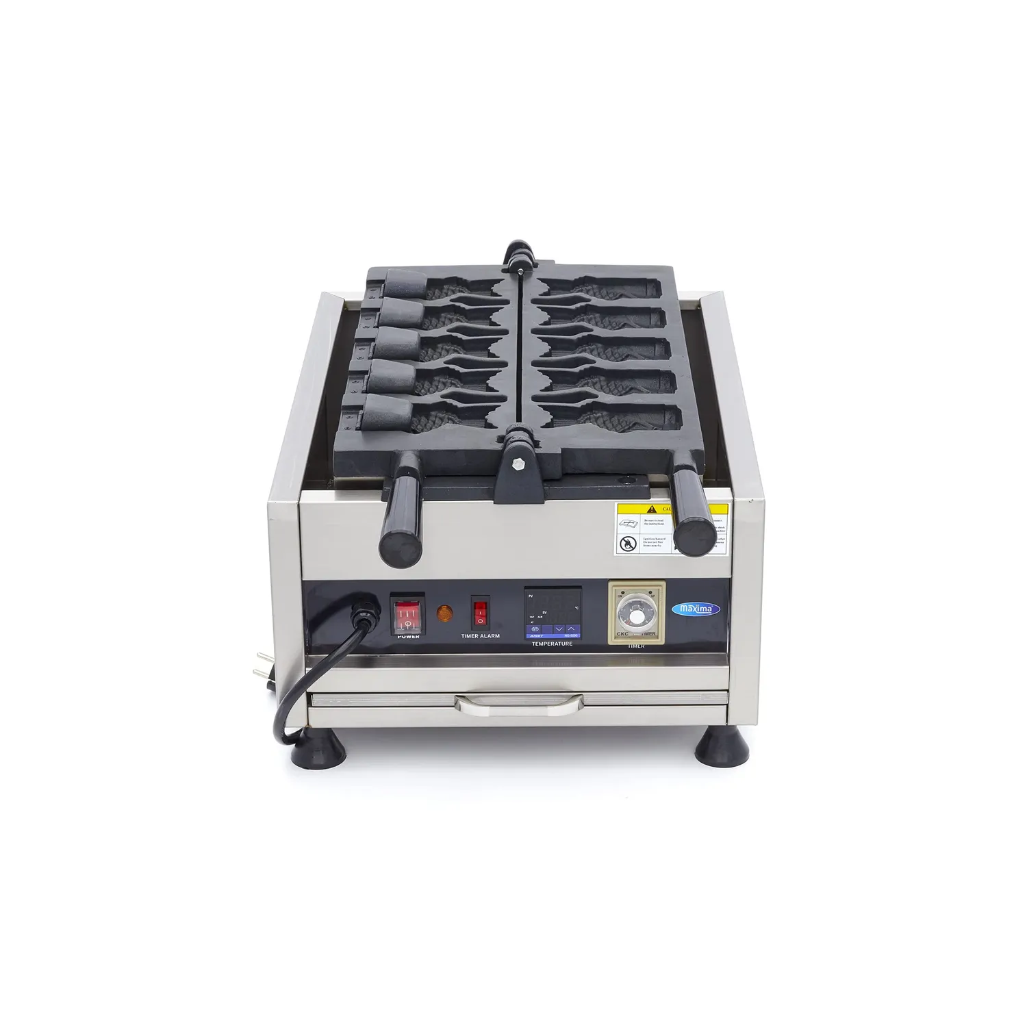 Maxima Taiyaki Pesce 5 Pezzi Piastra Waffle Digitale Girevole