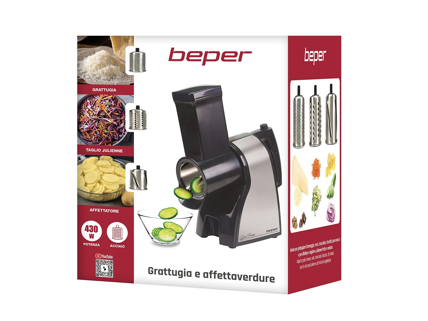 Beper BP.400 Grattugia Elettrica 3 Coni Acciaio