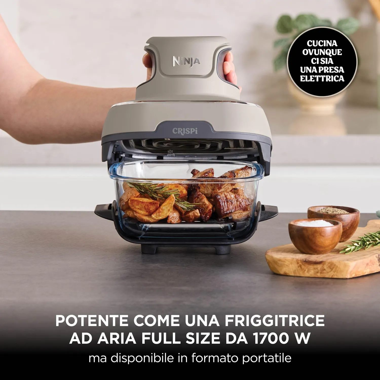 Ninja CRISPi friggitrice ad aria vetro 4 funzioni tortora