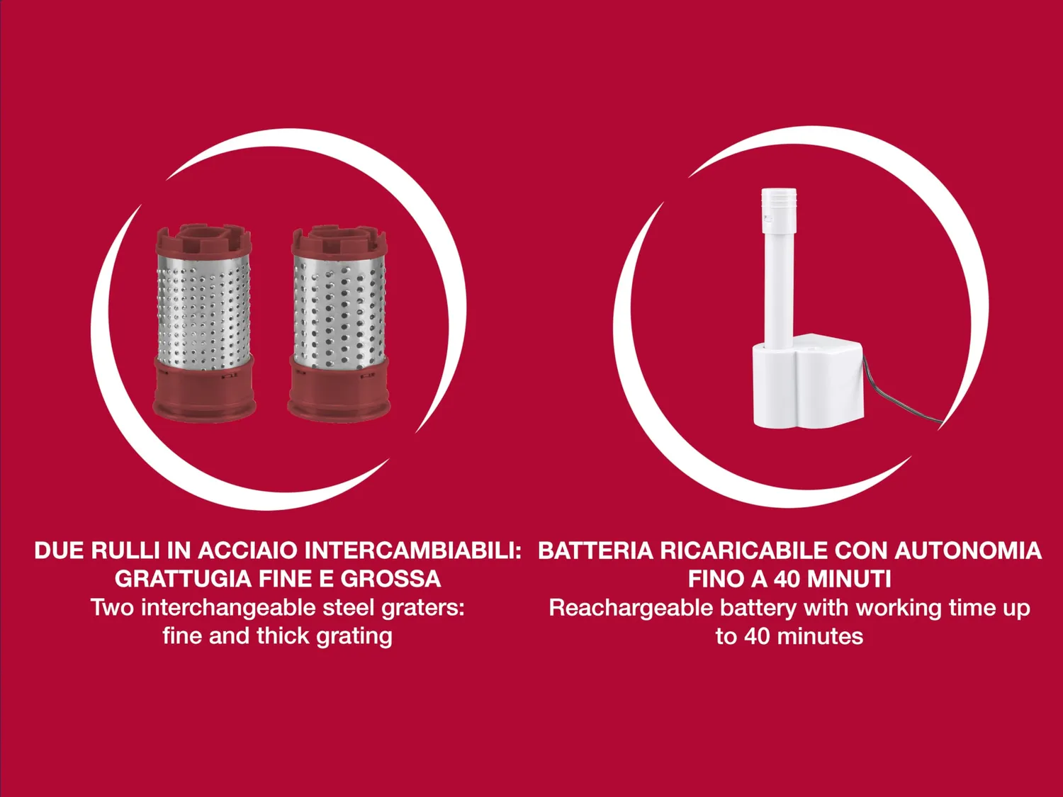 Beper 90.071 grattugia elettrica per formaggio rossa