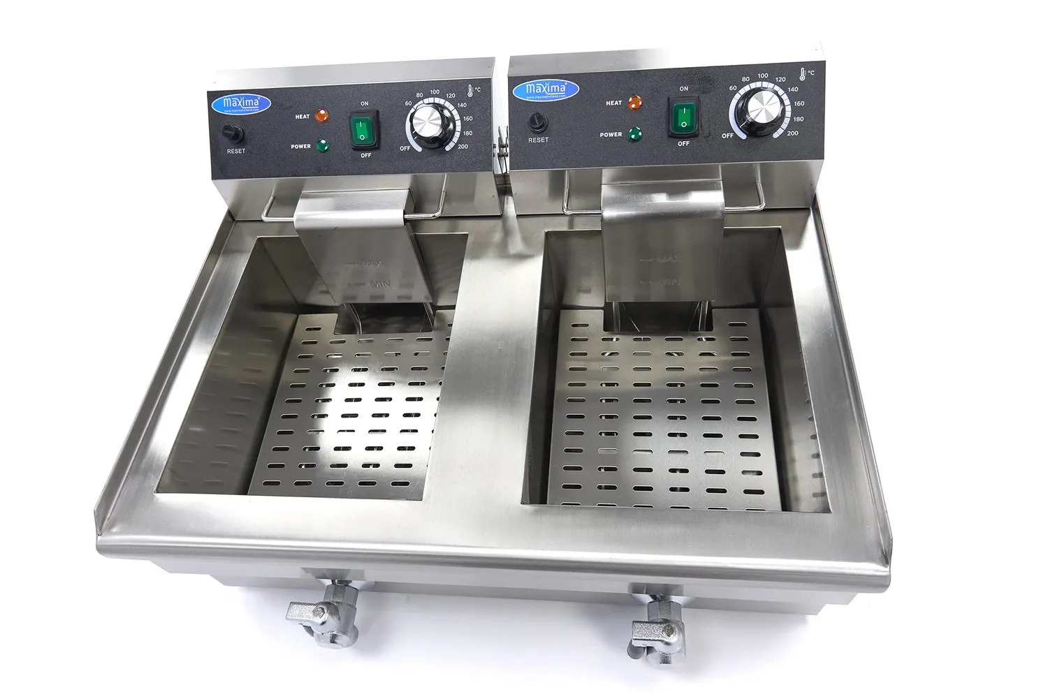 Maxima Friggitrice Elettrica 2x13L 2 Cestelli con Rubinetto