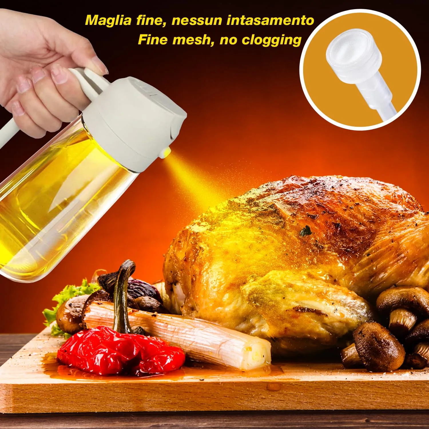 Beper Spruzzino Olio 2in1 Vetro 480 ml Spray Beccuccio