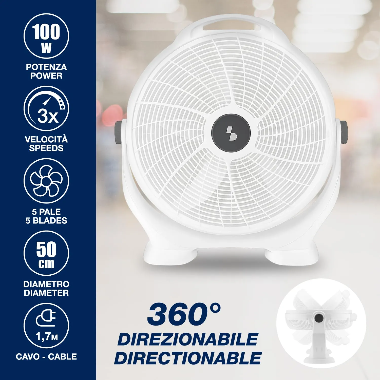 Beper P206VEN561 Ventilatore da Pavimento 360° 50 cm