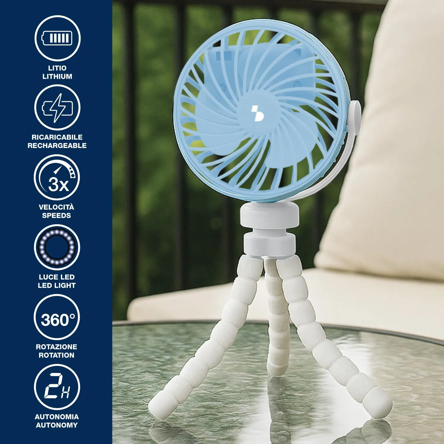 Beper P206VEN431 Mini Ventilatore Gambe Flessibili LED
