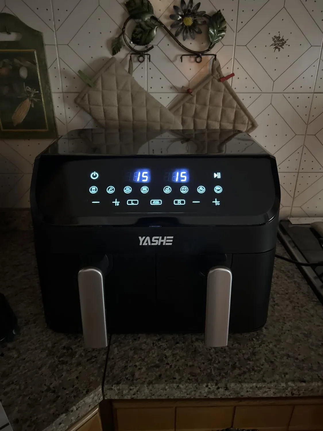 YASHE Friggitrice ad Aria Doppio Cestello 9L 8 programmi