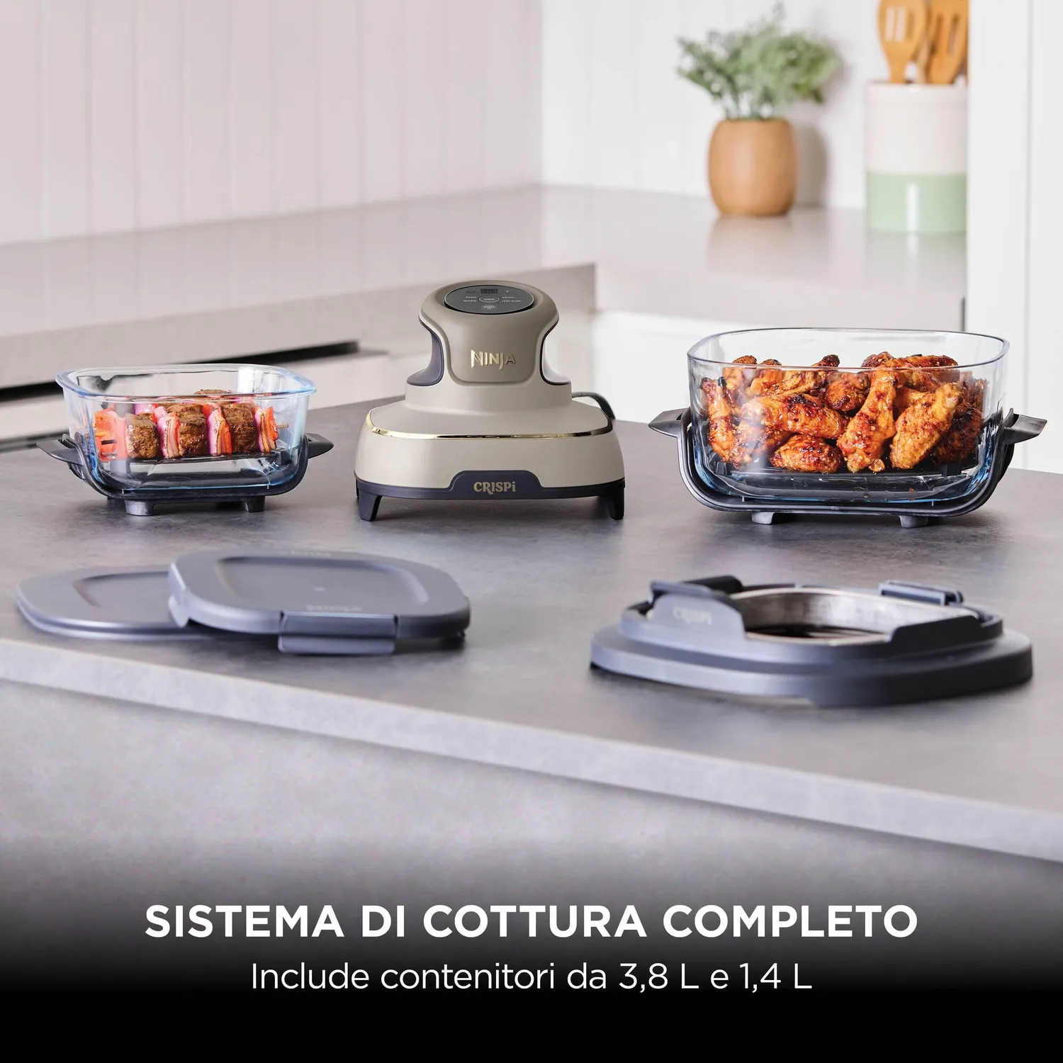 Ninja Crispi Friggitrice ad Aria Vetro Pietra Oro 1700W