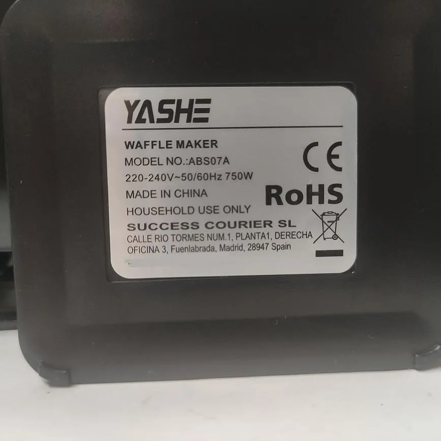 Yashe Piastra Waffle 4 Fette Medium 1200W Antiaderente