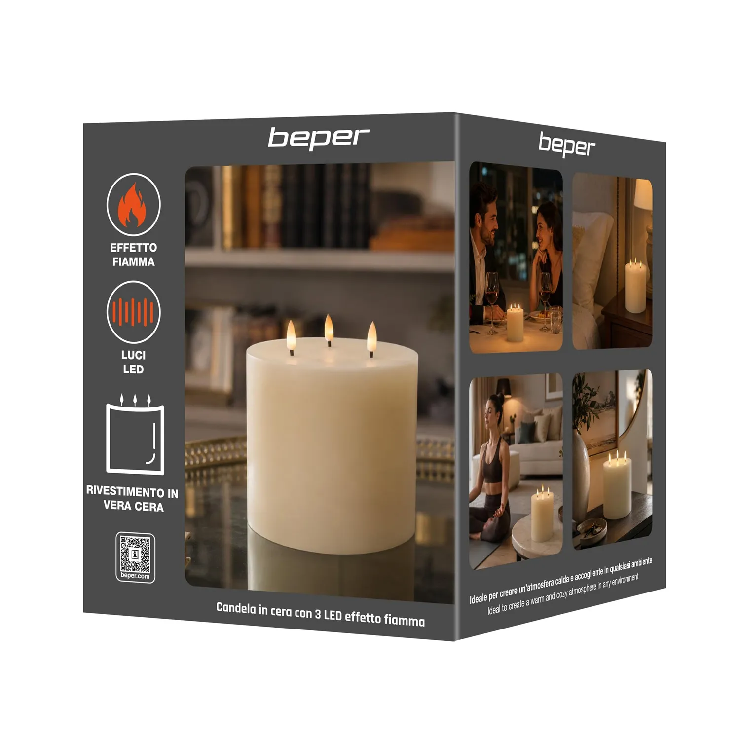 Beper Tria P207ILI600 candela LED vera cera 15 cm