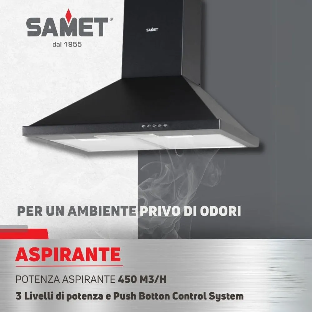 Samet Eolo60 cappa piramide 60 cm nera