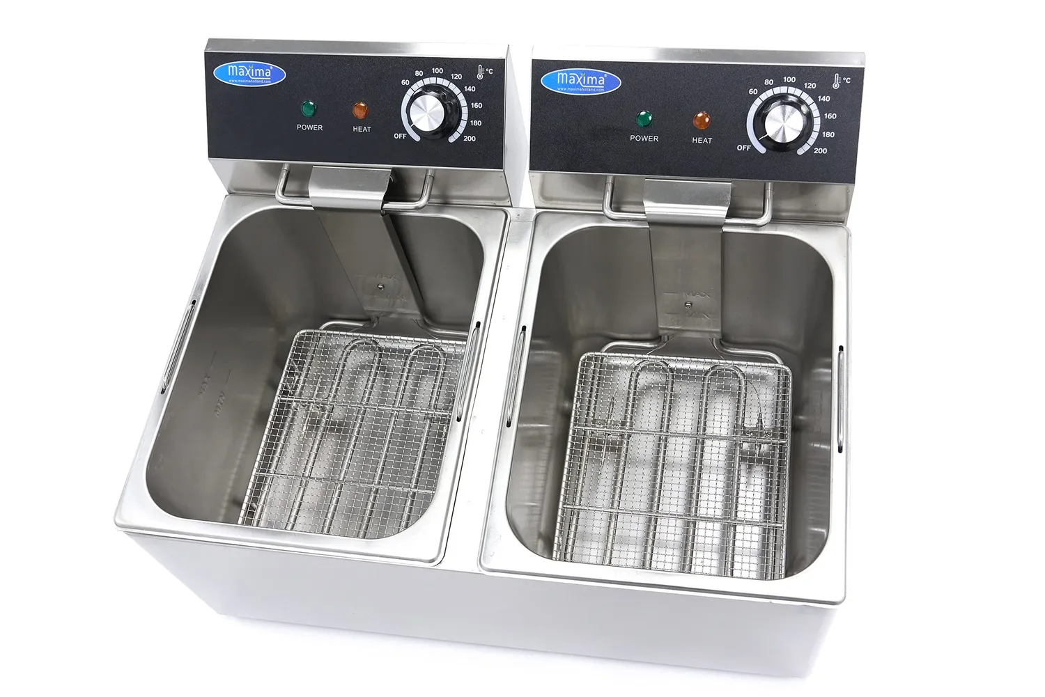 Maxima friggitrice doppia 2x8 L 2 cestini professionale 2,8 kg