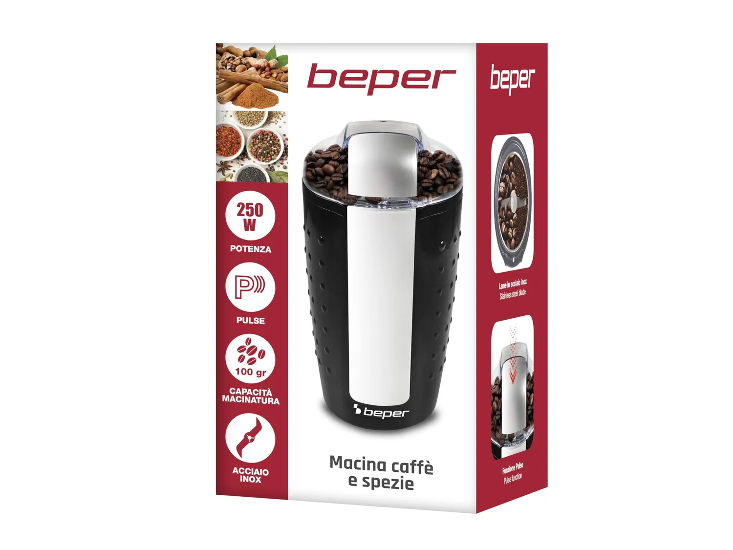 BEPER BP.581 Macinacaffè Elettrico 250W 100 g Spezie