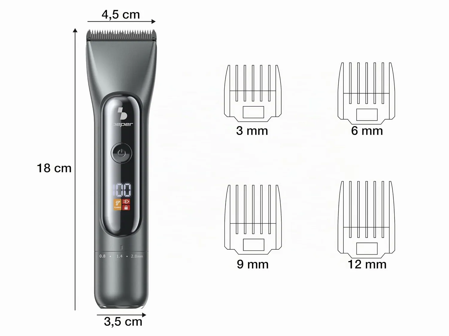 Beper P304CAP010 tagliacapelli uomo titanio ceramica USB-C
