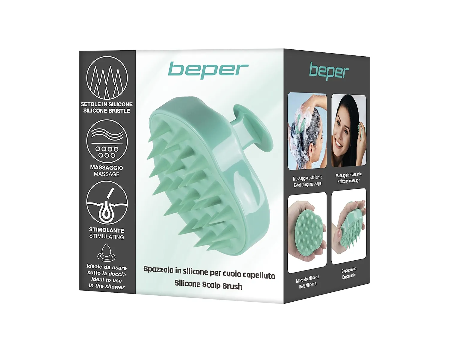 Beper C301ABE002 spazzola massaggiatore cuoio capelluto silicone