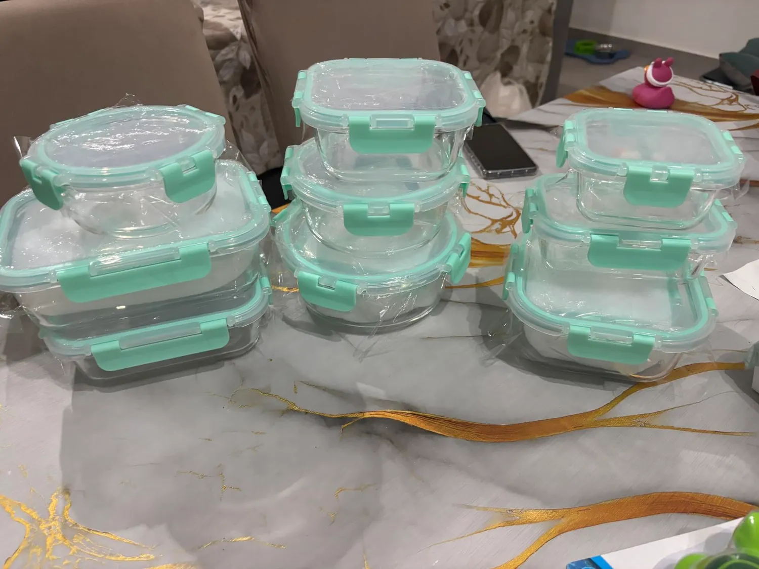 Yashe Set 12 Contenitori Vetro Alimenti Grigio Ermetici
