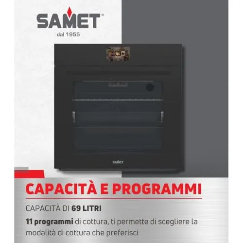 Samet Tempest forno elettrico nero opaco multifunzione classe A